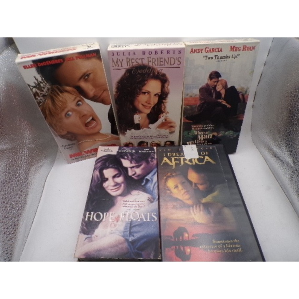 Lot of 5 Romance Drama VHS Movies Julia Roberts Sandra Bullock Meg Ryan 90s Retr